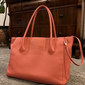 Dagne Dover Legend Tote Bag, Wristlet, Card Case and Accessory Bag - Coral Pink